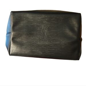 YSL Parfums Black Textured Cosmetic Bag Travel Pouch Makeup Case